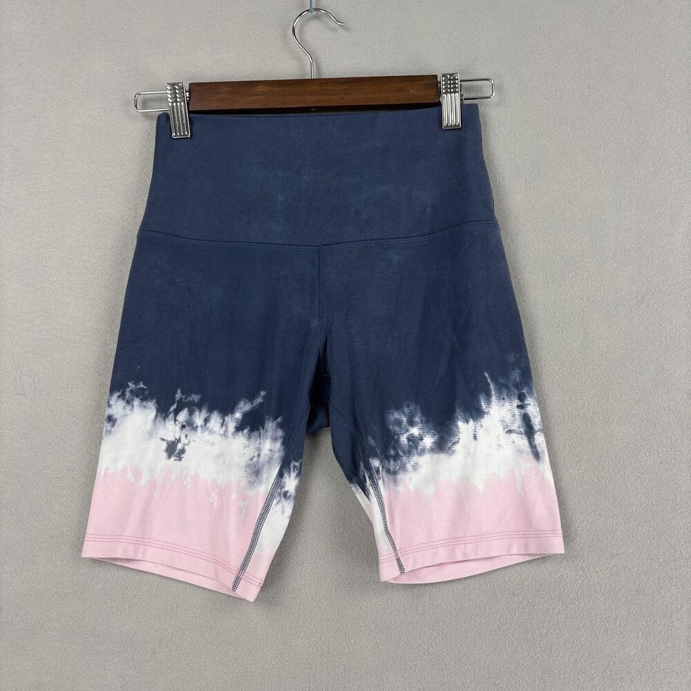 Lululemon Align Shorts Womens 6 Blue Pink Colorblock 8" High Rise Biker Gym